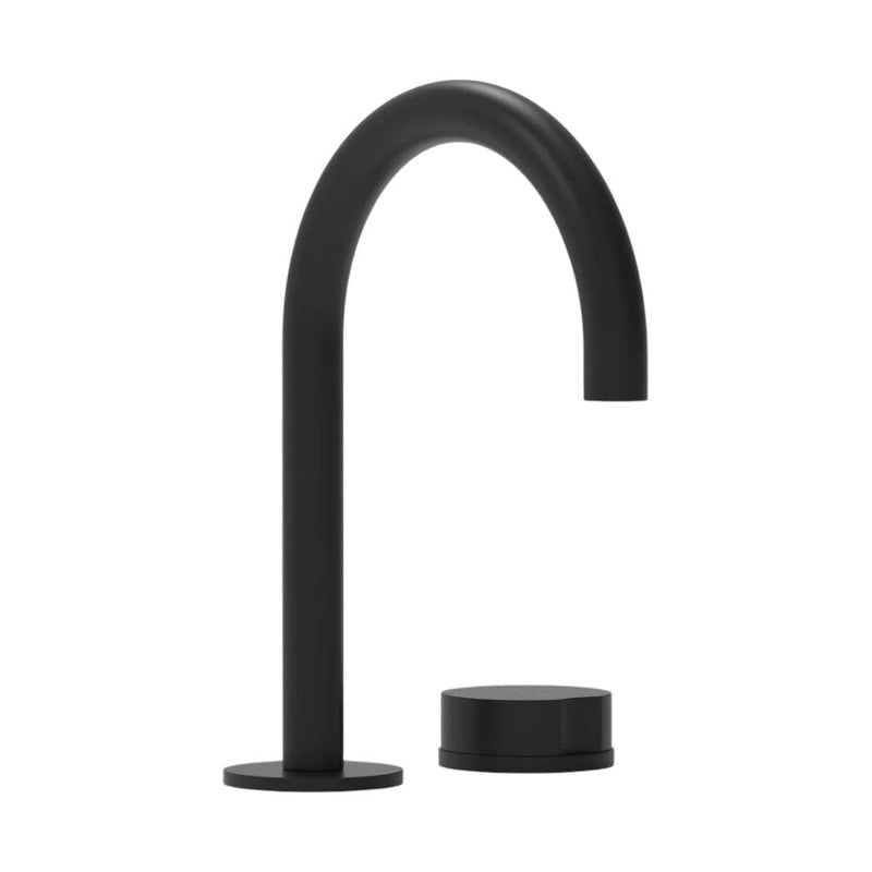 Circ Round Single Handle High Spout Bathroom Faucet - Widespread - 6" Brass/Matt Black