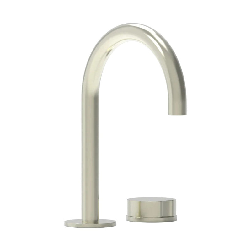 Circ Round Single Handle High Spout Bathroom Faucet - Widespread - 6" Brass/Satin Nickel