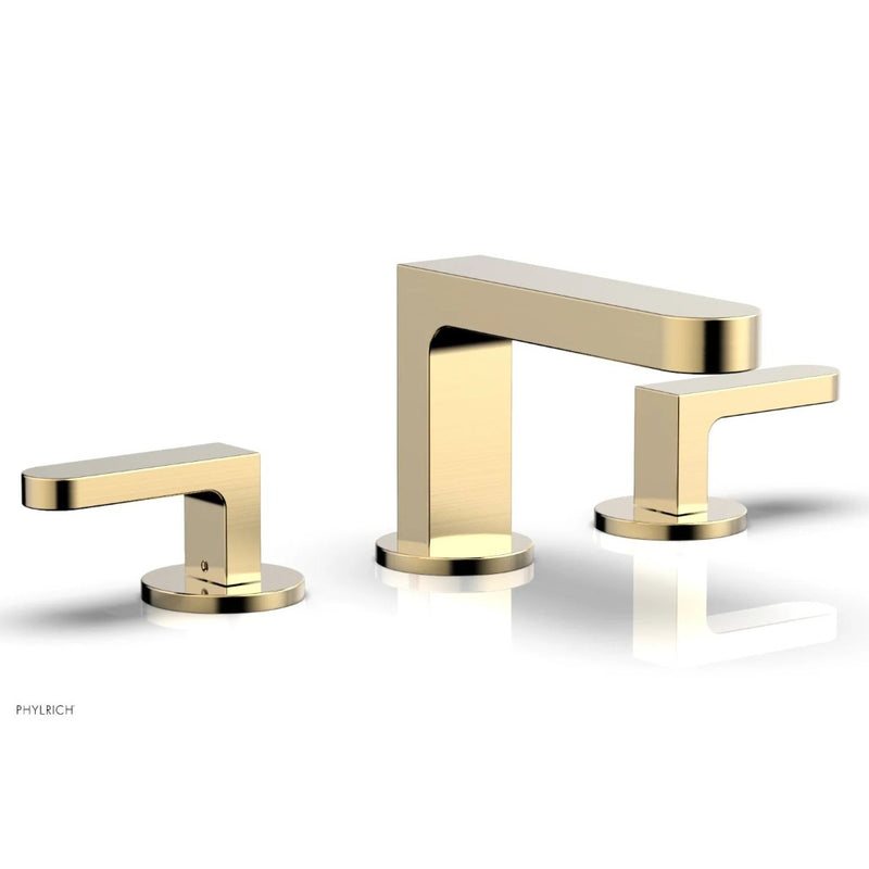 Rond Round Blade Handles Bathroom Faucet - Widespread - 8" Brass/Satin Brass