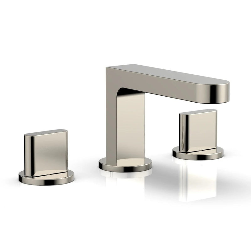 Rond Round Blade Handles Bathroom Faucet - Widespread - 8" Brass/Polished Nickel