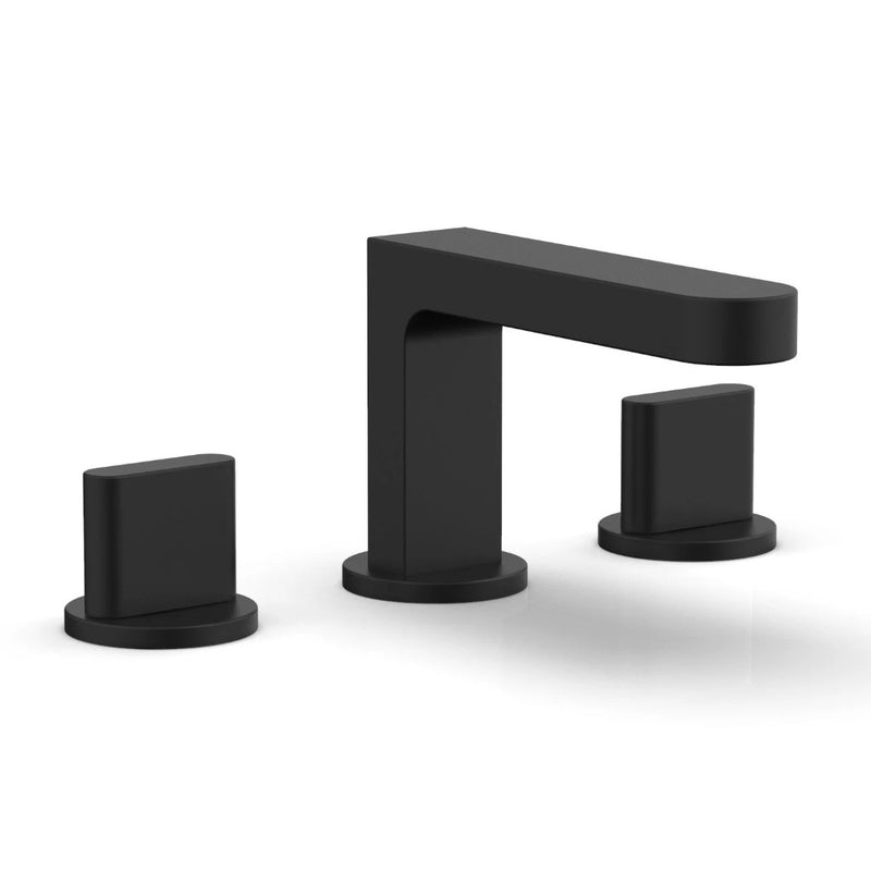 Rond Round Blade Handles Bathroom Faucet - Widespread - 8" Brass/Matt Black