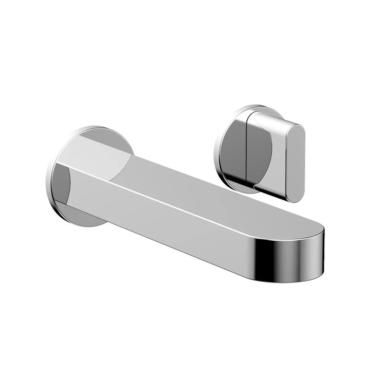 Rond Round Single Handle Complete Bathroom Faucet - Wall Mount - 5" Brass/Polished Chrome