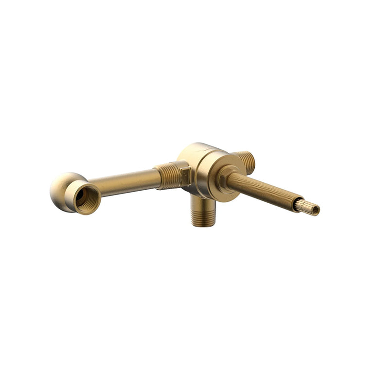Rond Round Single Handle Complete Bathroom Faucet - Wall Mount - 5" Brass/Satin Nickel