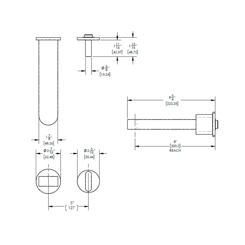 Rond Round Single Handle Complete Bathroom Faucet - Wall Mount - 5" Brass/Architectural Bronze