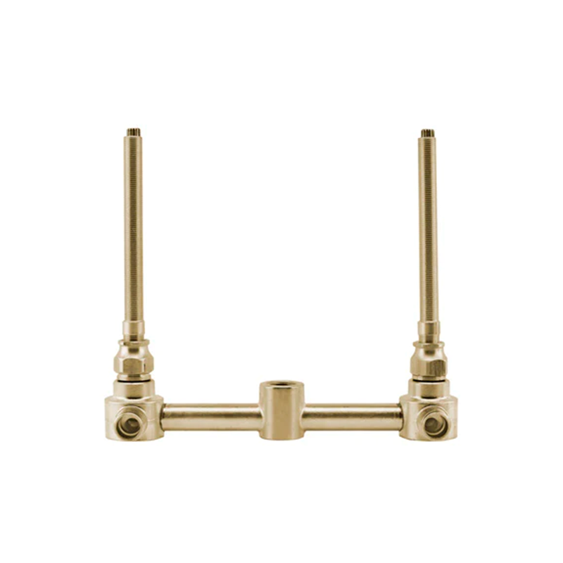 Rond Round Blade Handles Complete Bathroom Faucet - Widespread-Wall Mount - 8" Brass/Polished Chrome