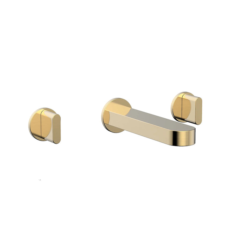 Rond Round Blade Handles Complete Bathroom Faucet - Widespread-Wall Mount - 8" Brass/Satin Brass