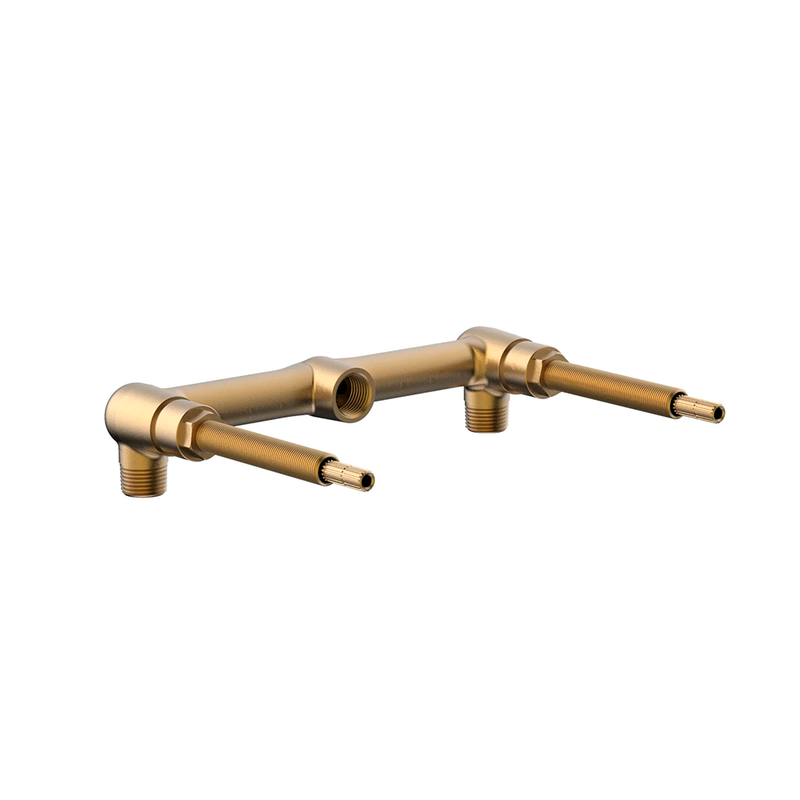 Rond Round Blade Handles Complete Bathroom Faucet - Widespread-Wall Mount - 8" Brass/Satin Brass