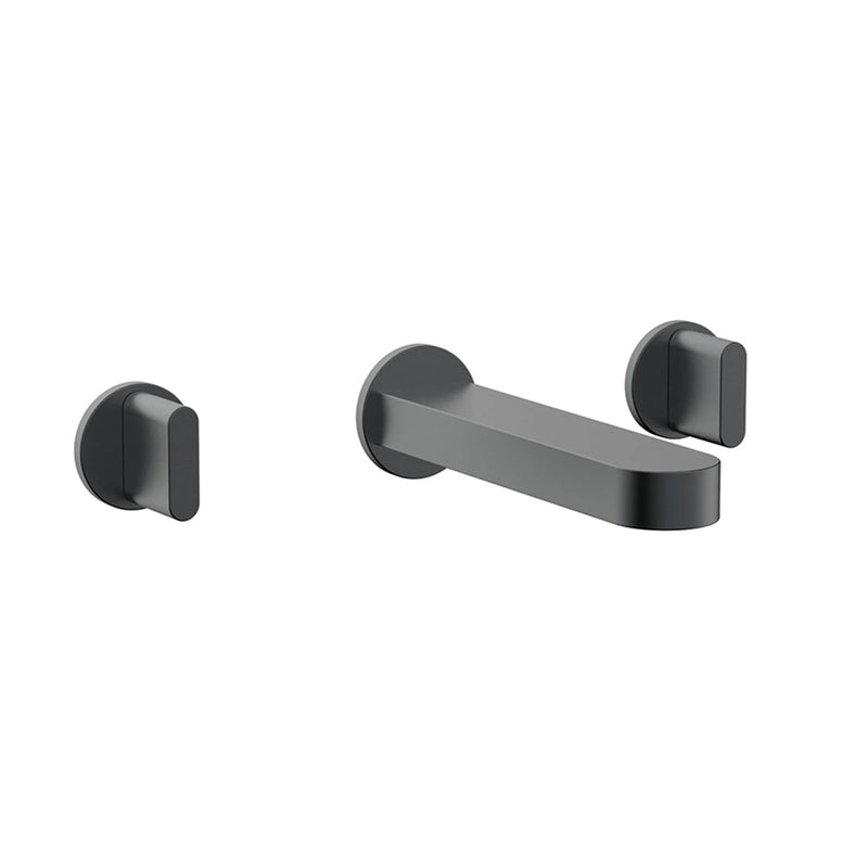 Rond Round Blade Handles Complete Bathroom Faucet - Widespread-Wall Mount - 8" Brass/Gun Metal