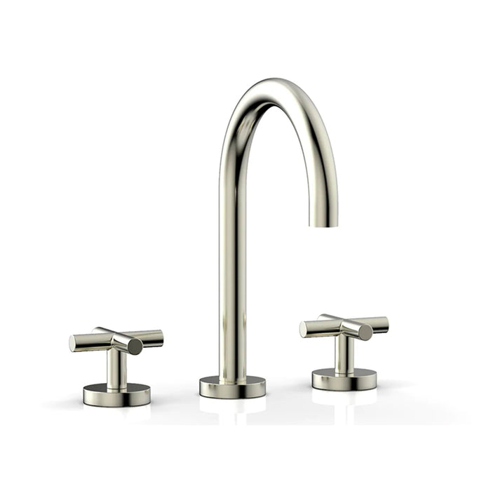 Transition Bathroom Faucet - Widespread - 8" Brass/Satin Nickel