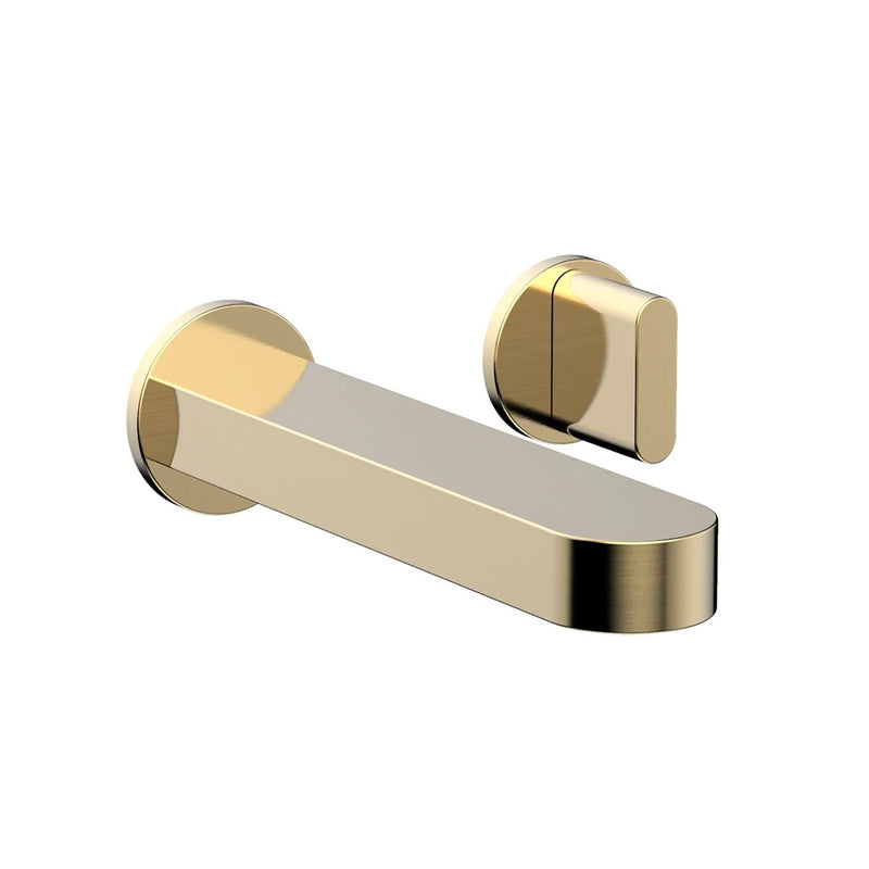 Rond Round Single Handle Complete Bathroom Faucet - Wall Mount - 5" Brass/Satin Brass