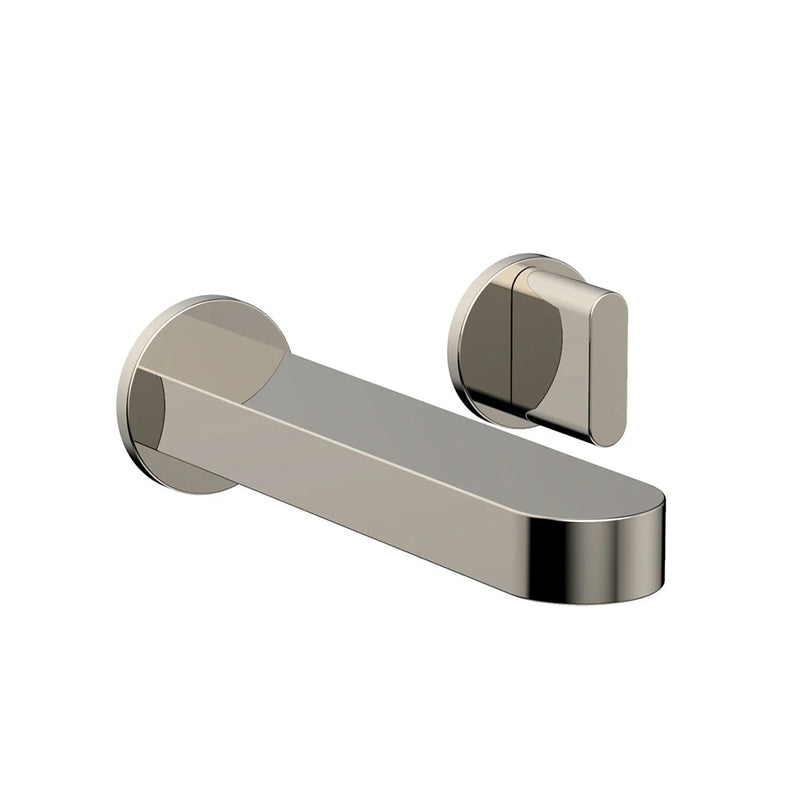 Rond Round Single Handle Complete Bathroom Faucet - Wall Mount - 5" Brass/Polished Nickel