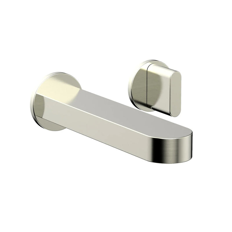 Rond Round Single Handle Complete Bathroom Faucet - Wall Mount - 5" Brass/Satin Nickel