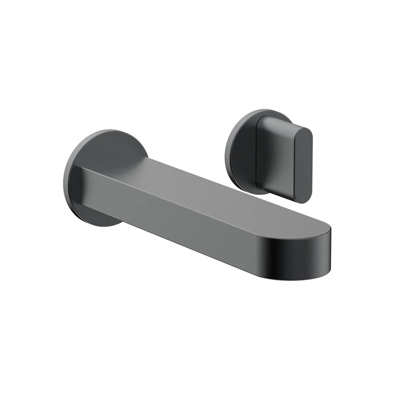 Rond Round Single Handle Complete Bathroom Faucet - Wall Mount - 5" Brass/Gun Metal