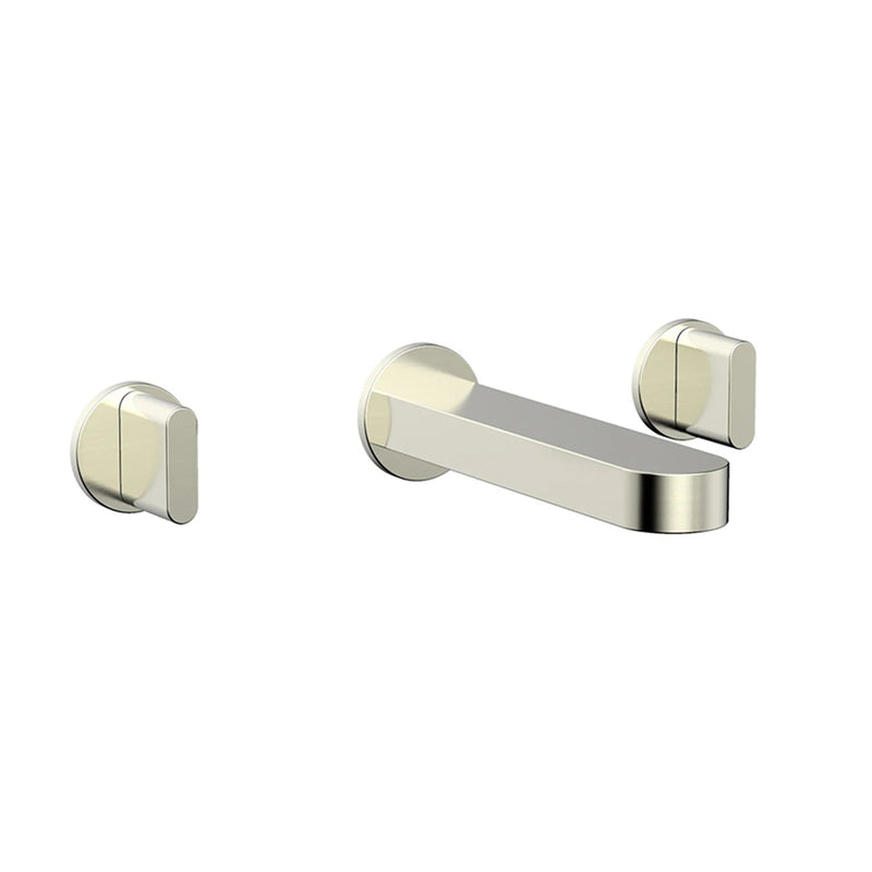 Rond Round Blade Handles Bathroom Faucet Trim - Widespread-Wall Mount - 8" Brass/Satin Nickel