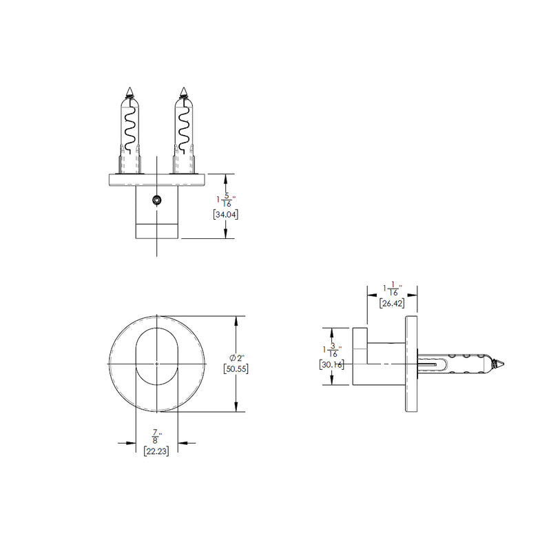 Contemporary Single Hook - Wall Mount - 2" Brass/Polished Nickel
