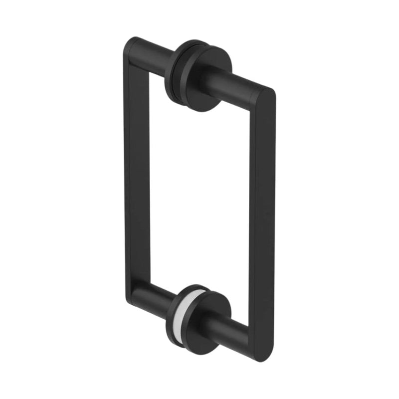 Contemporary Double Sided Shower Door Handle - Door Mount - 8" Brass/Matt Black
