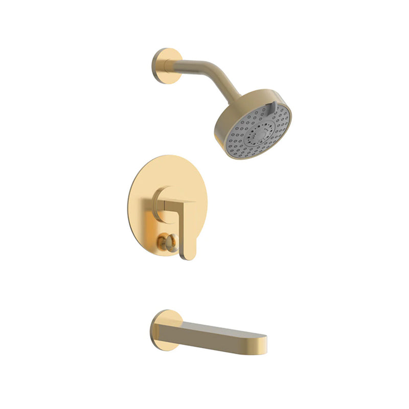 Rond 2 Way Pressure Balance Trim Complete Shower Set - Wall Mount - 5" Brass/Satin Brass
