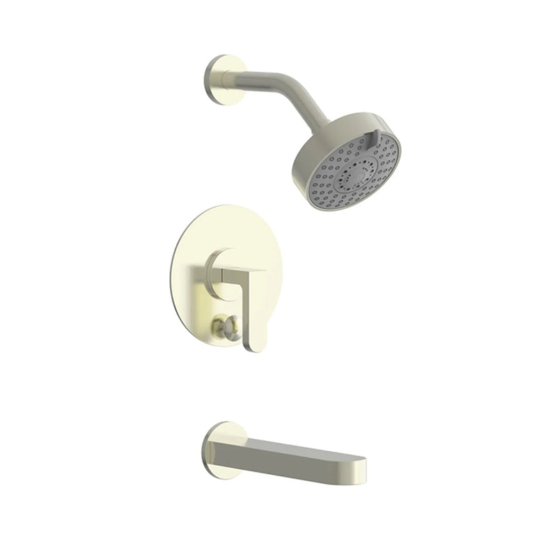 Rond 2 Way Pressure Balance Trim Complete Shower Set - Wall Mount - 5" Brass/Satin Nickel