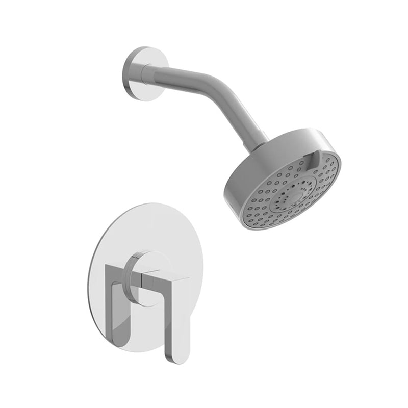 Rond 1 Way Pressure Balance Trim Complete Shower Set - Wall Mount - 5" Brass/Polished Chrome