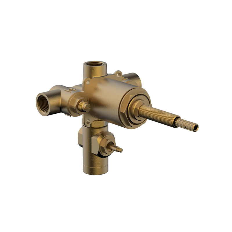 Rond 1 Way Pressure Balance Trim Complete Shower Set - Wall Mount - 5" Brass/Polished Chrome