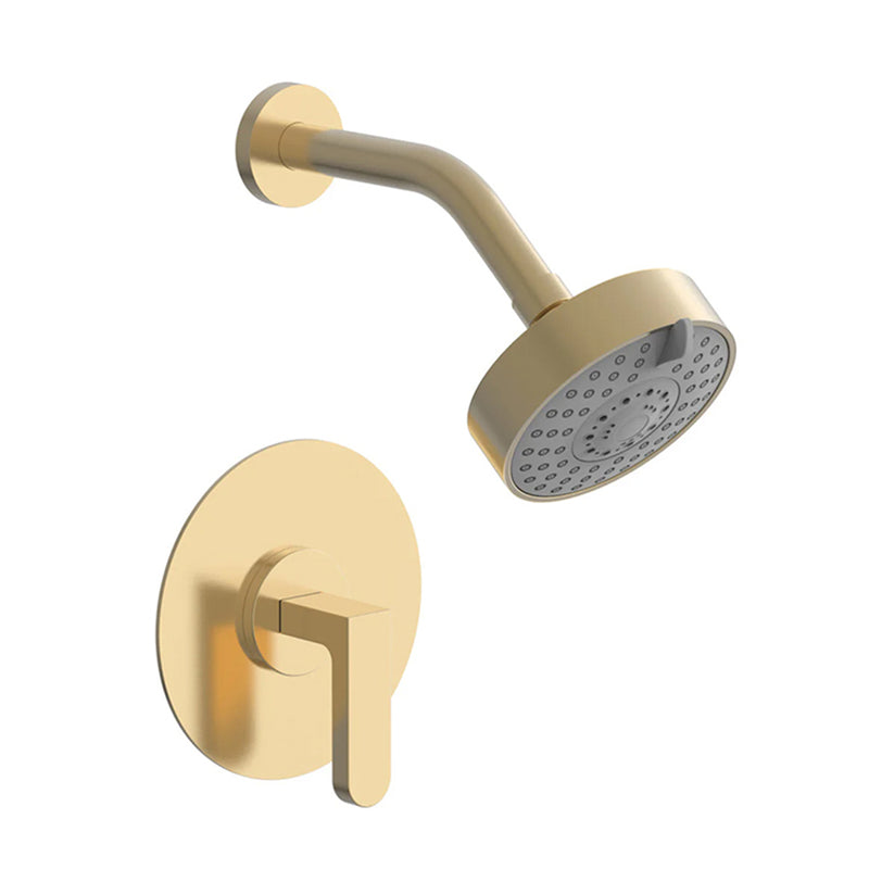 Rond 1 Way Pressure Balance Trim Complete Shower Set - Wall Mount - 5" Brass/Satin Brass