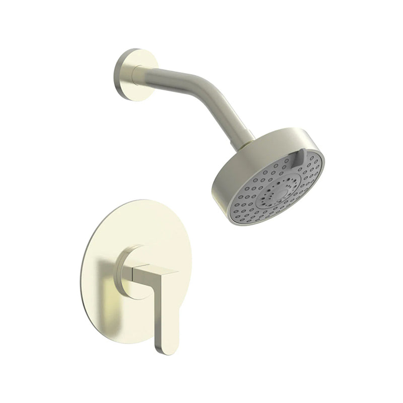 Rond 1 Way Pressure Balance Trim Complete Shower Set - Wall Mount - 5" Brass/Satin Nickel