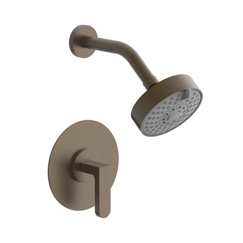 Rond 1 Way Pressure Balance Trim Complete Shower Set - Wall Mount - 5" Brass/Architectural Bronze