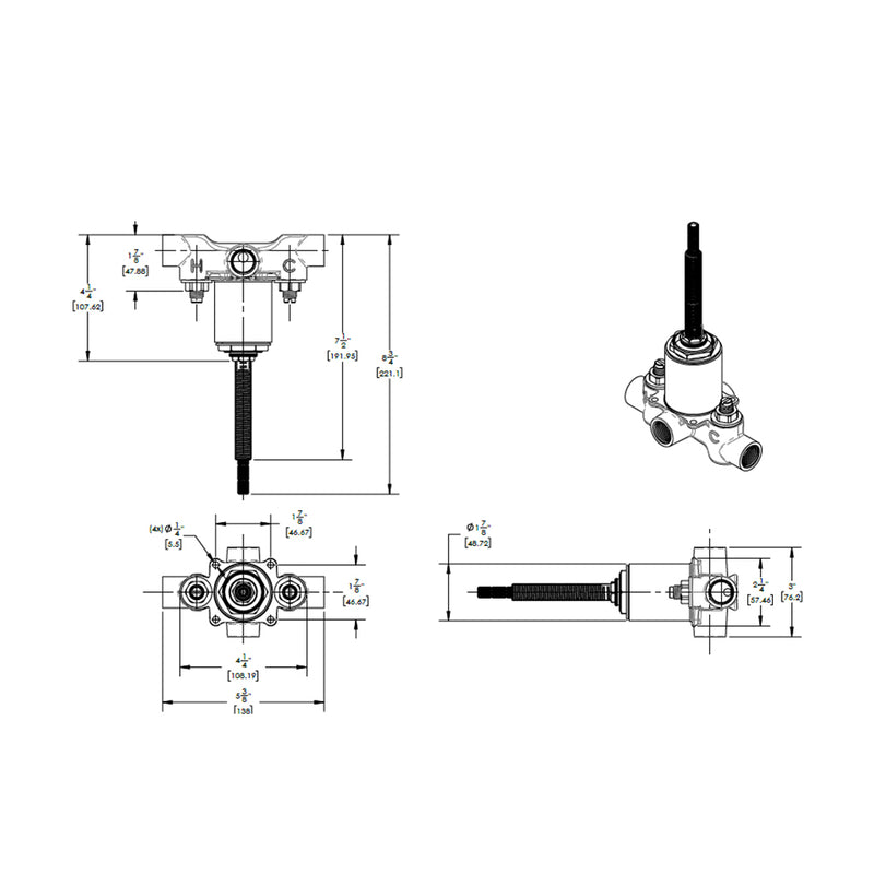 Rond 1 Way Pressure Balance Trim Complete Shower Set - Wall Mount - 5" Brass/Architectural Bronze