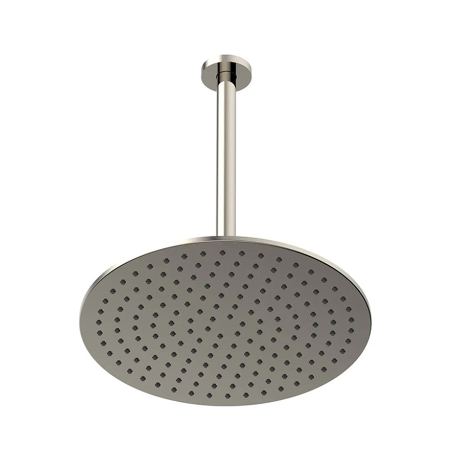 Round Complete Shower Head - Ceiling Mount - 12" Brass/Polished Nickel