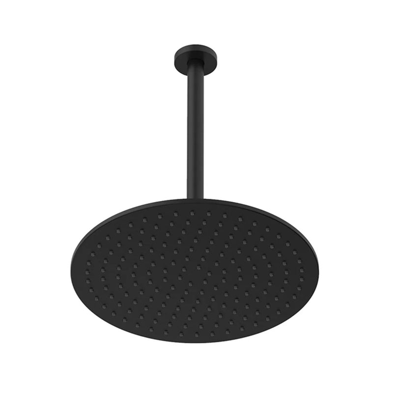 Round Complete Shower Head - Ceiling Mount - 12" Brass/Matt Black