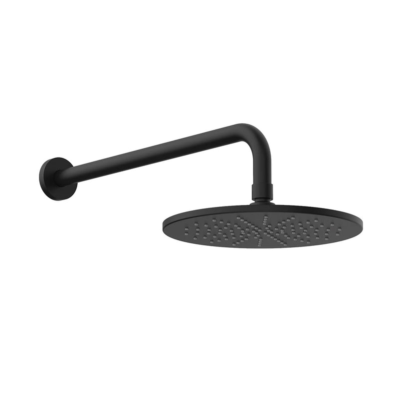 Round Complete Shower Head - Wall Mount - 8" Brass/Matt Black