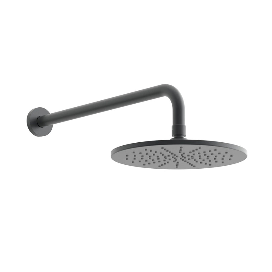 Round Complete Shower Head - Wall Mount - 8" Brass/Gun Metal