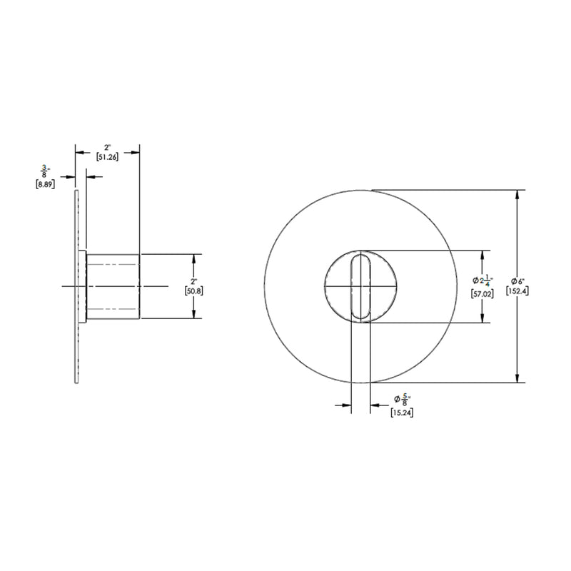 Rond 1/2" Thermostatic Shower Mixer - Wall Mount - 6" Brass/Satin Brass
