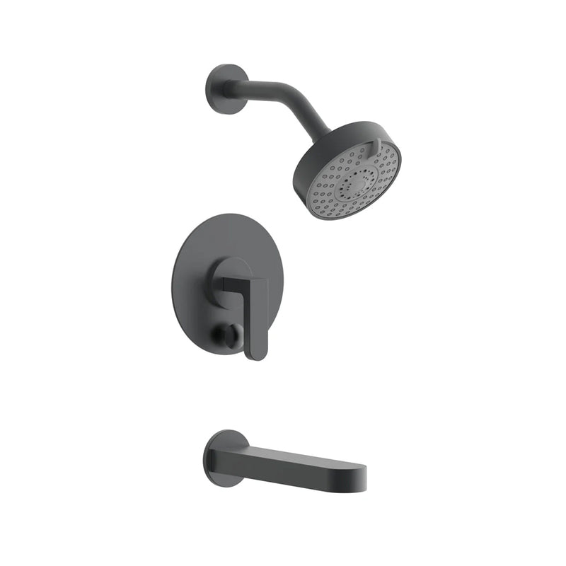 Rond 2 Way Pressure Balance Trim Complete Shower Set - Wall Mount - 5" Brass/Gun Metal