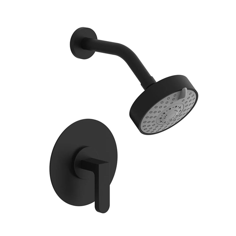 Rond 1 Way Pressure Balance Trim Complete Shower Set - Wall Mount - 5" Brass/Matt Black