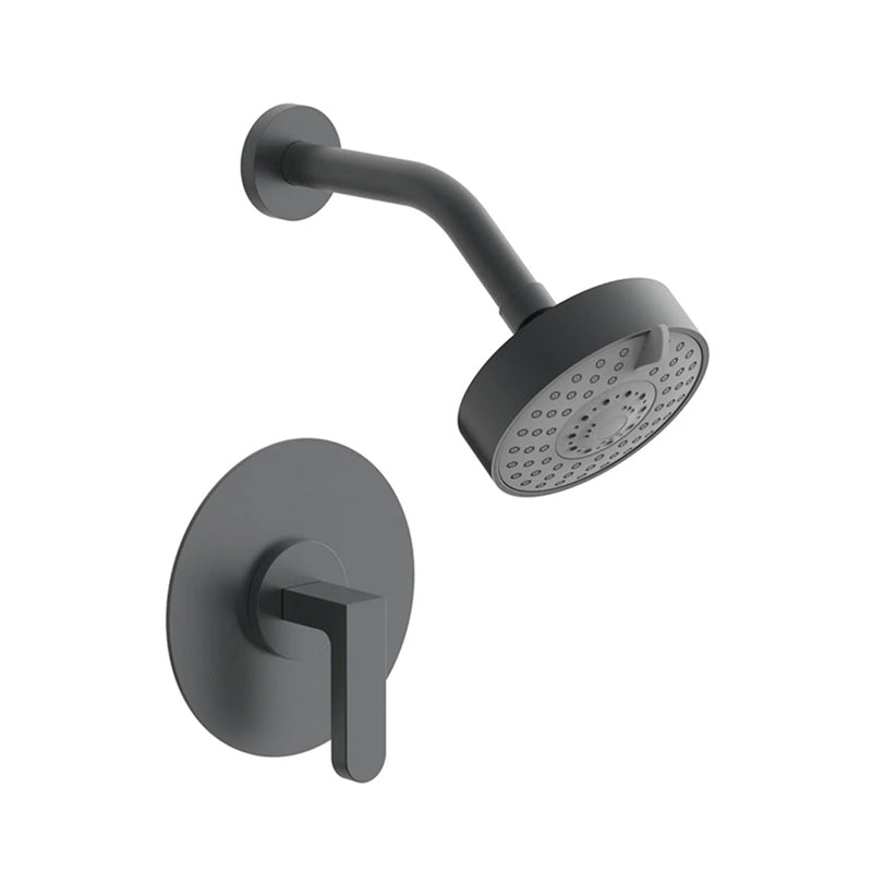 Rond 1 Way Pressure Balance Trim Complete Shower Set - Wall Mount - 5" Brass/Gun Metal