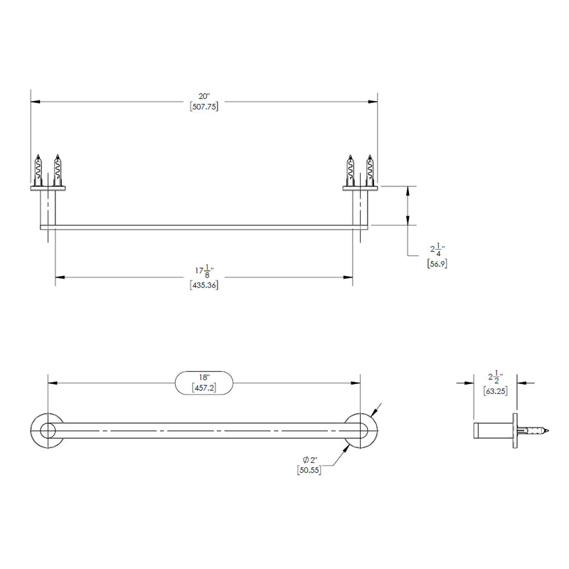 Contemporary Single Towel Bar - Wall Mount - 18" Brass/Satin Brass