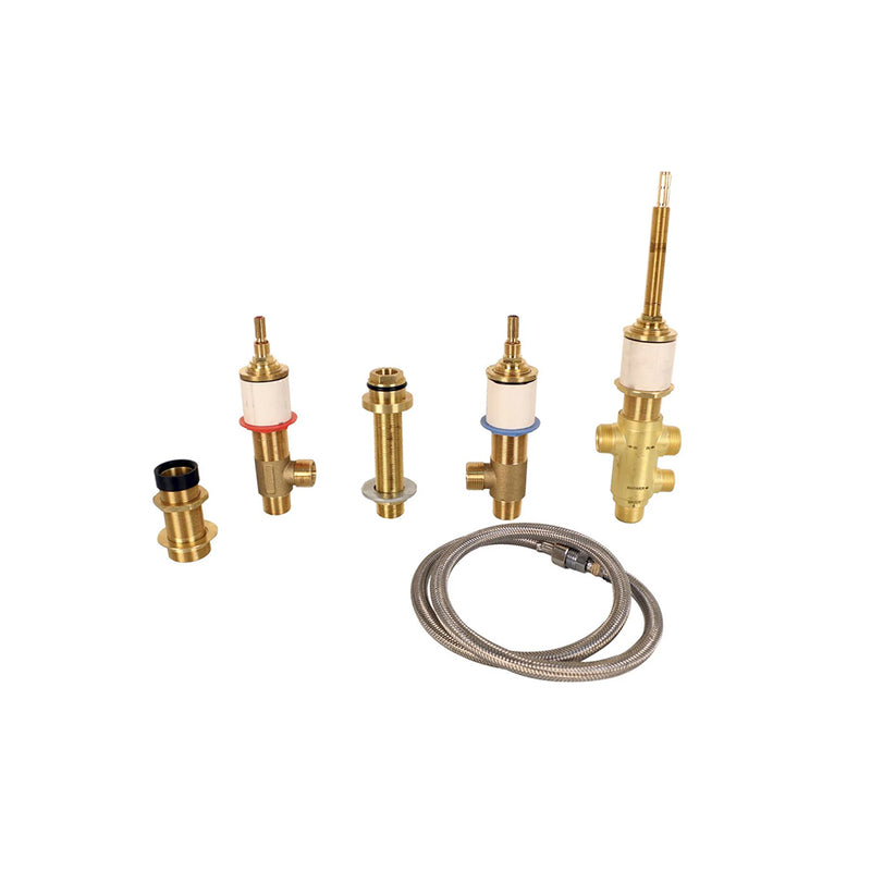 Rond Round Blade Handles With Hand Shower Complete Tub Faucet - Drop-In - 8" Brass/Architectural Bronze