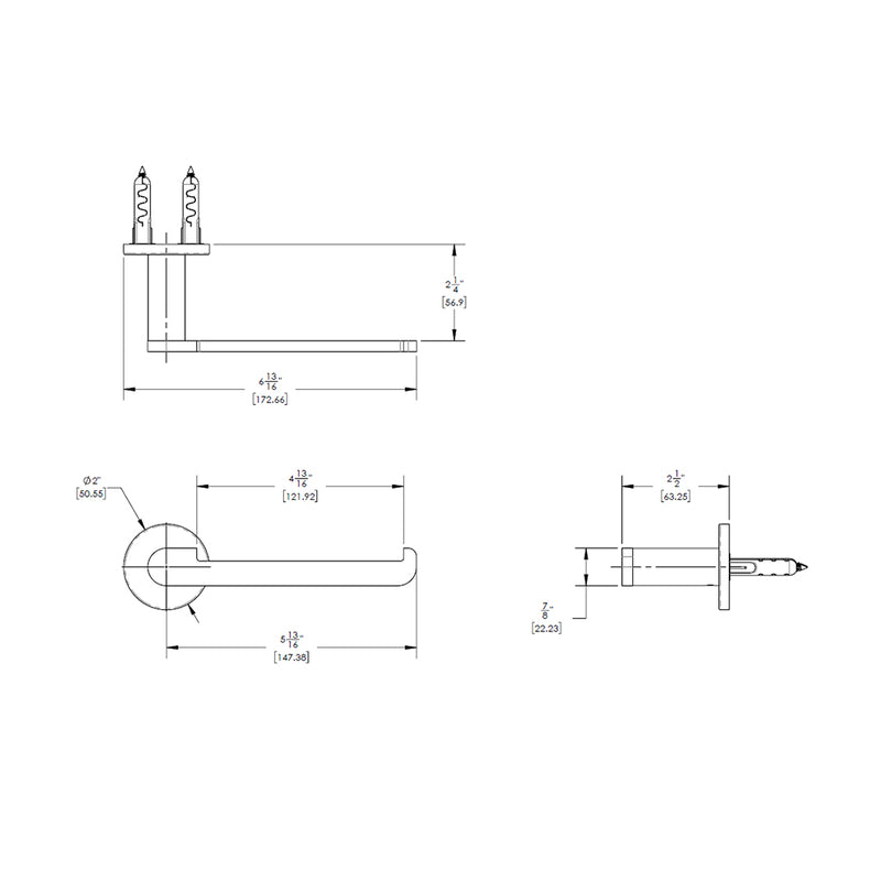 Contemporary Toilet Paper Holder - Wall Mount - 7" Brass/Satin Brass