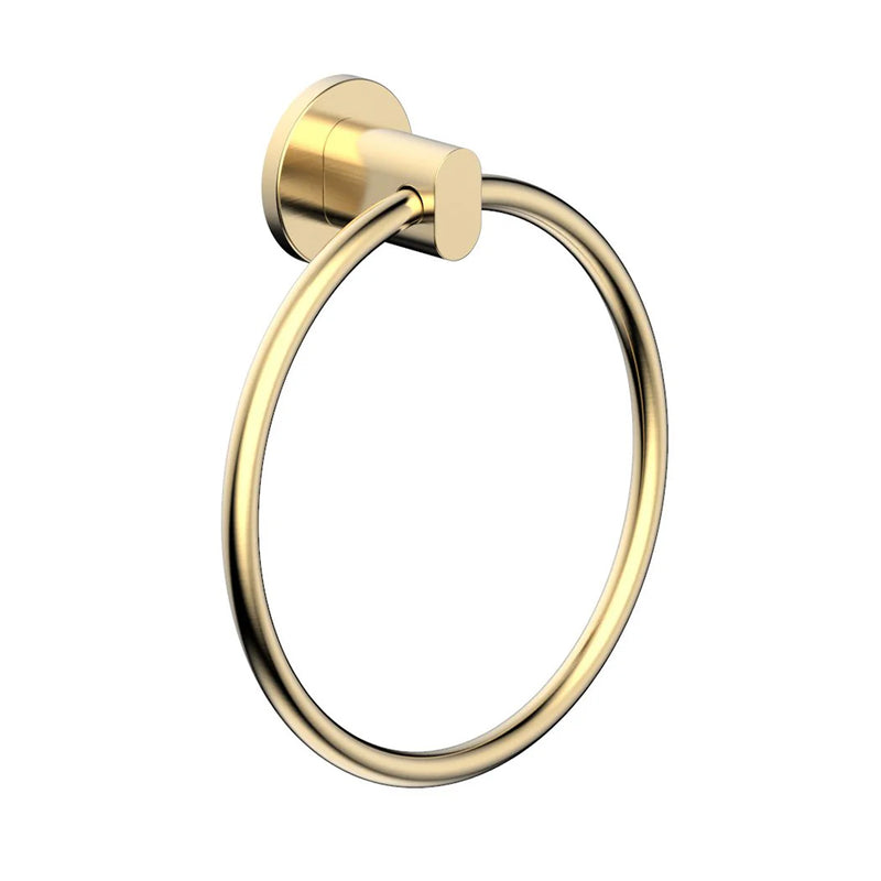 Contemporary Towel Ring - Wall Mount - 6" Brass/Satin Brass