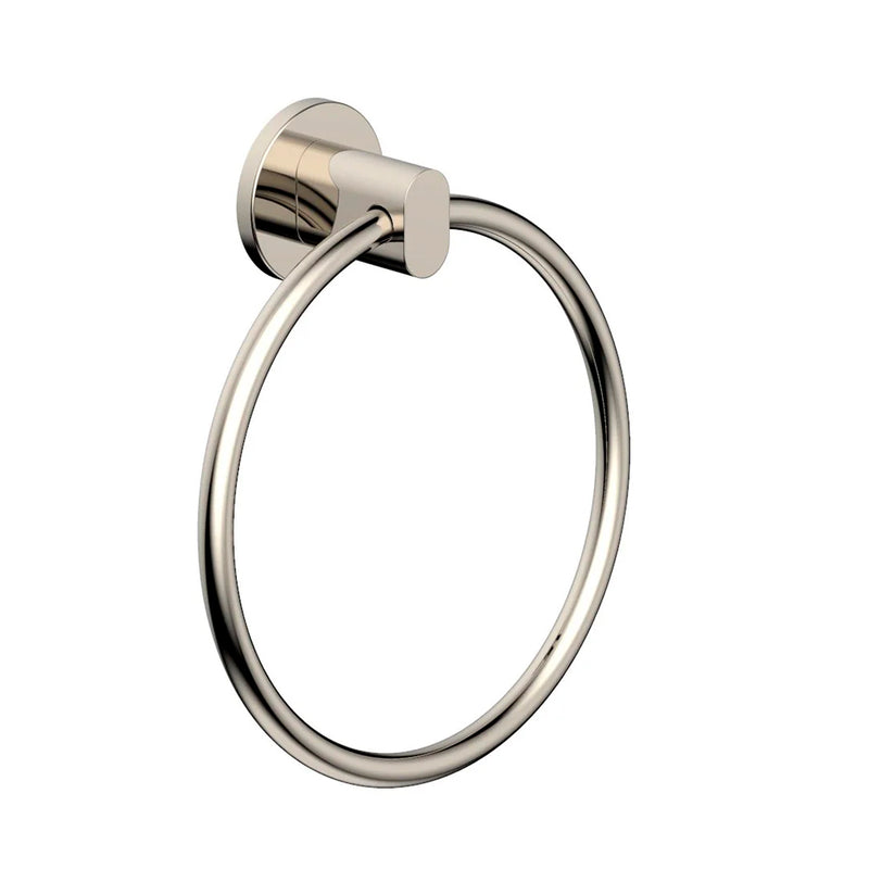 Contemporary Towel Ring - Wall Mount - 6" Brass/Polished Nickel