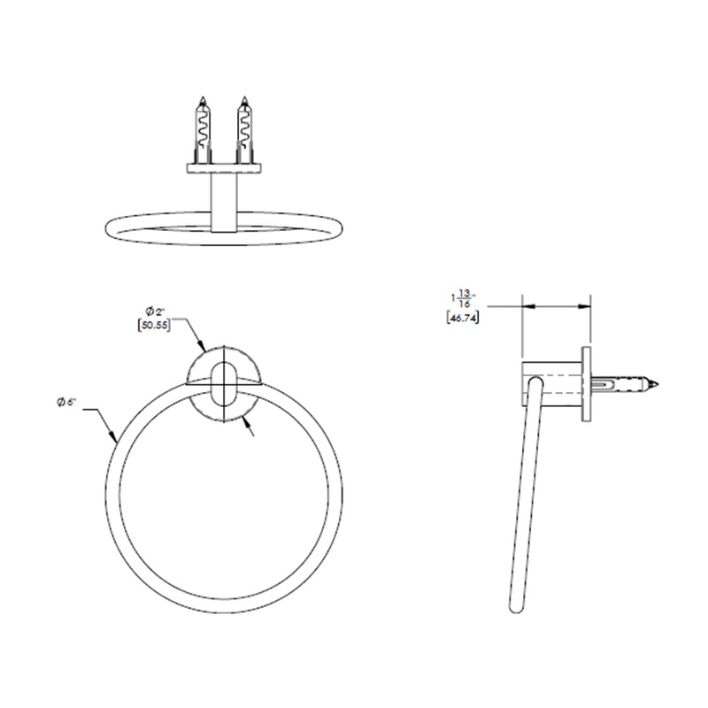 Contemporary Towel Ring - Wall Mount - 6" Brass/Satin Nickel