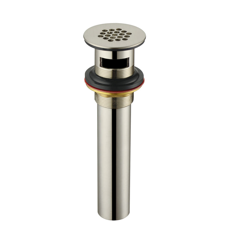 Universal With Overflow Grid Strainer Sink Drain - Single Hole - 2" Brass/Brushed Nickel