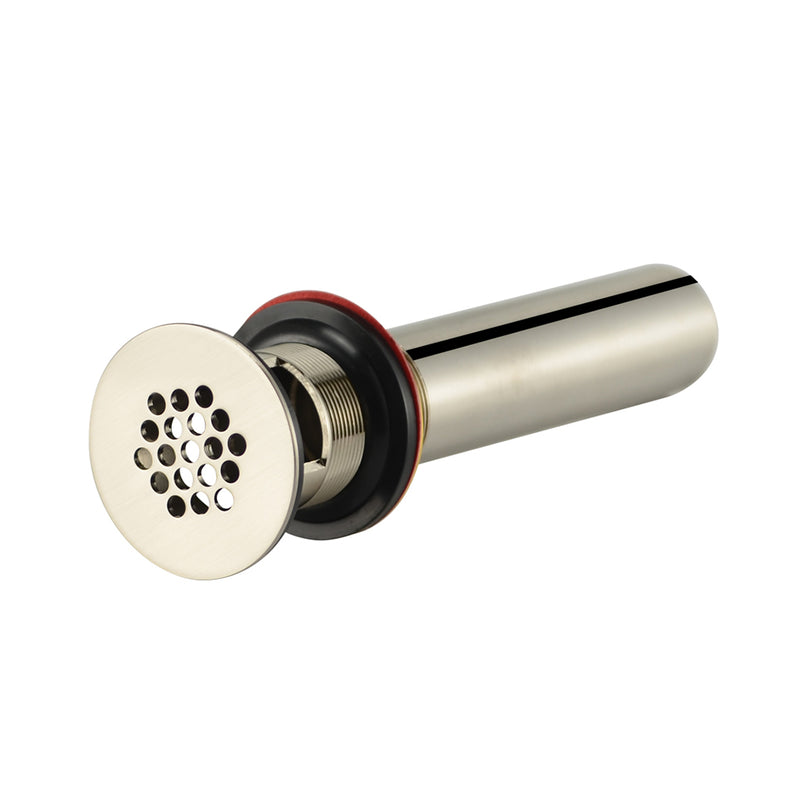 Universal With Overflow Grid Strainer Sink Drain - Single Hole - 2" Brass/Brushed Nickel