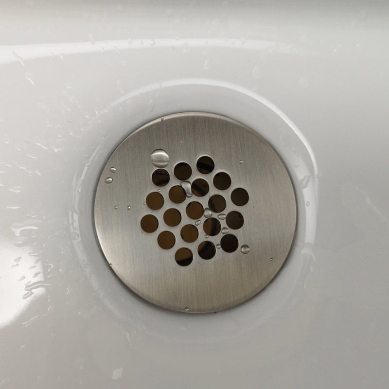 Universal With Overflow Grid Strainer Sink Drain - Single Hole - 2" Brass/Brushed Nickel