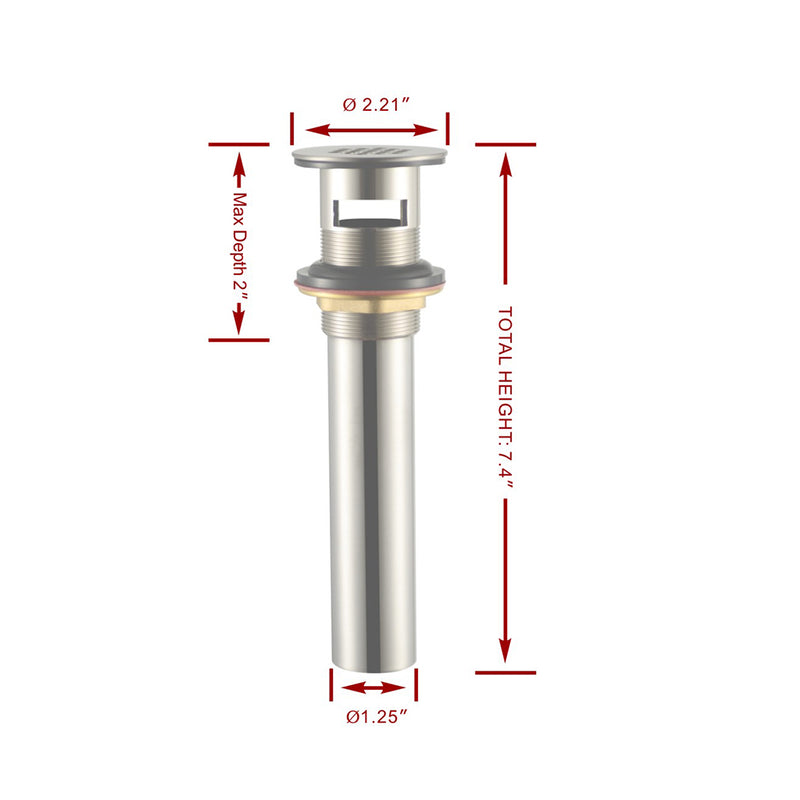 Universal With Overflow Grid Strainer Sink Drain - Single Hole - 2" Brass/Brushed Nickel