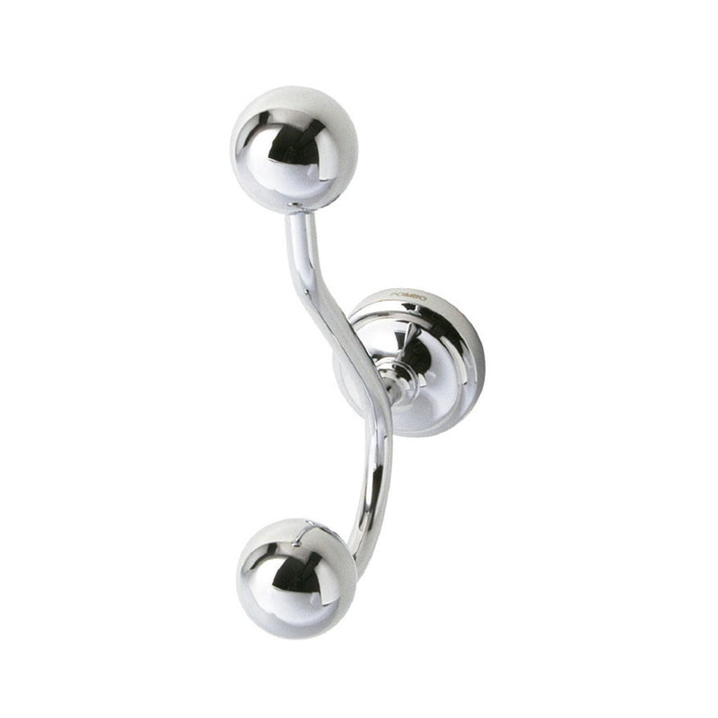 Glam Double Hook - Wall Mount - 6" Brass/Polished Chrome