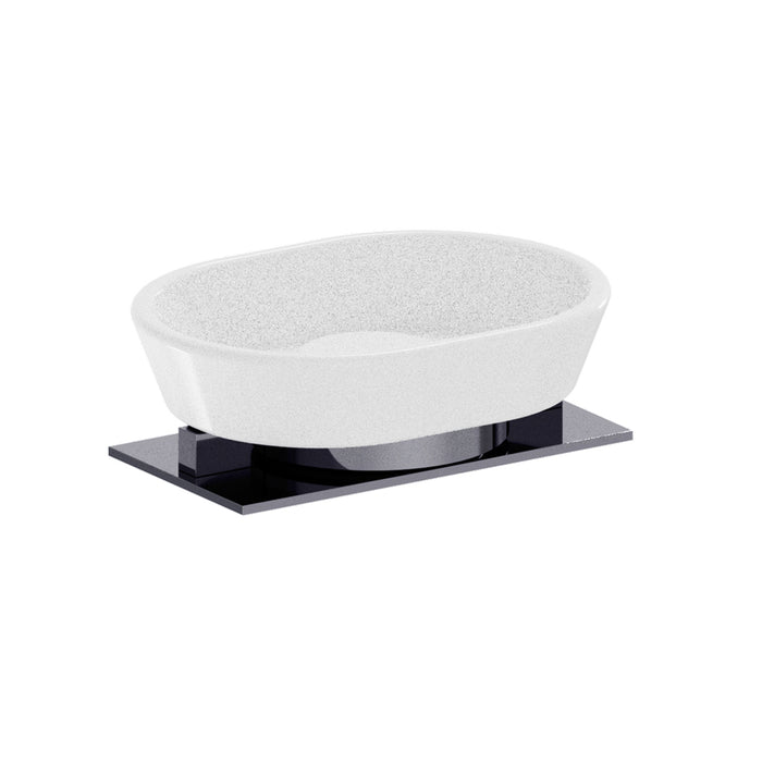 Sensis Soap Dish - Free Standing - 5" Brass/Porcelain/Polished Chrome
