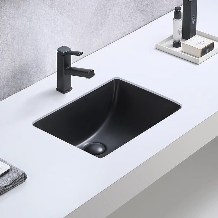 Rectangular Bathroom Sink - Under Mount - 19" Ceramic/Gloss White
