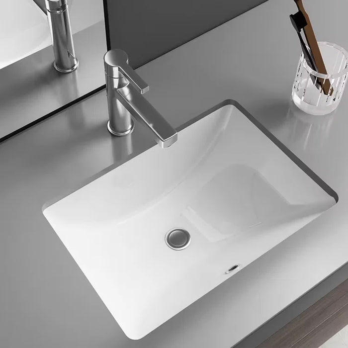 Rectangular Bathroom Sink - Under Mount - 21" Ceramic/Gloss White